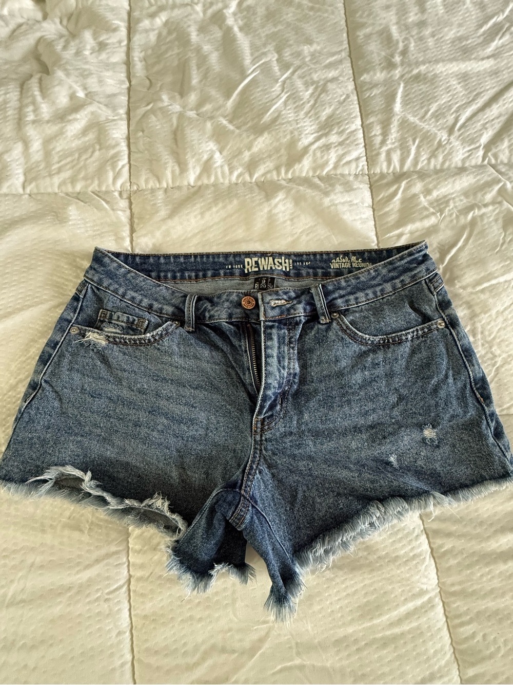 Rewash Distressed Dark Blue Denim Cutoff Shorts